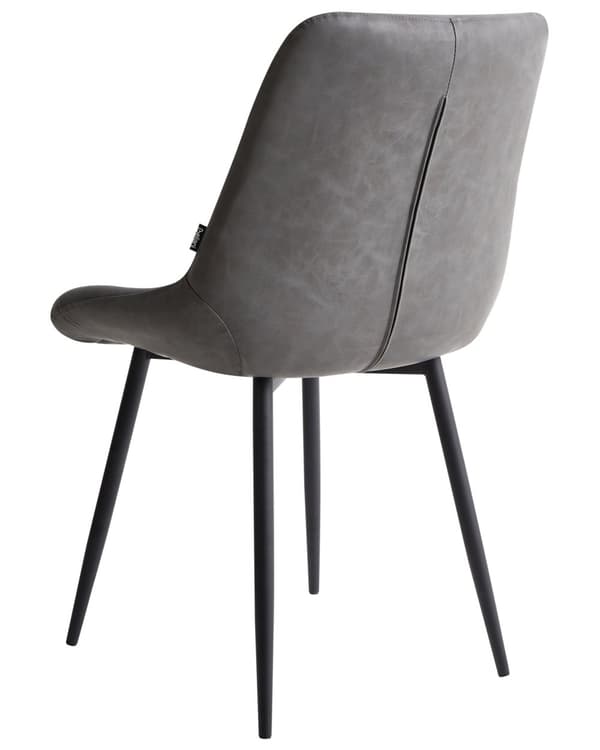 Sæt med 2 Spisestuestole Gråt Imiteret Læder Sorte ben til Spisestuen Moderne Minimalistisk Stil