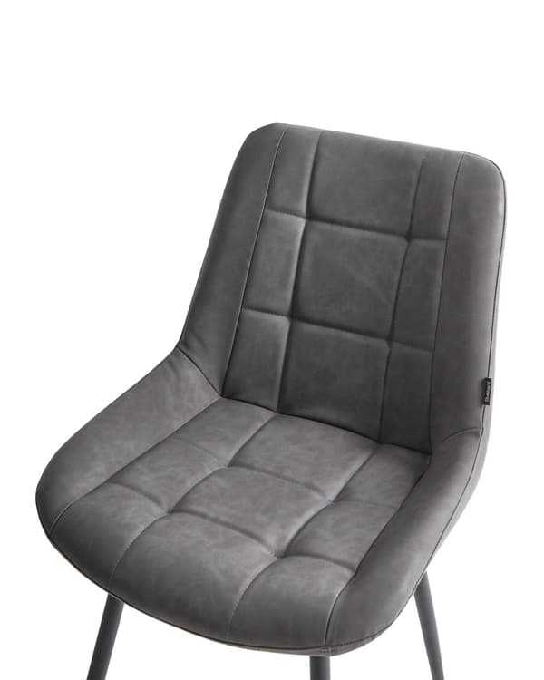 Sæt med 2 Spisestuestole Gråt Imiteret Læder Sorte ben til Spisestuen Moderne Minimalistisk Stil