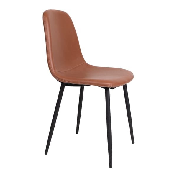 Rootz Stockholm matstol uppsättning av 2 - vintage klädd - bekväm sittplats - PU -läder - 54 cm x 44 cm x 88 cm