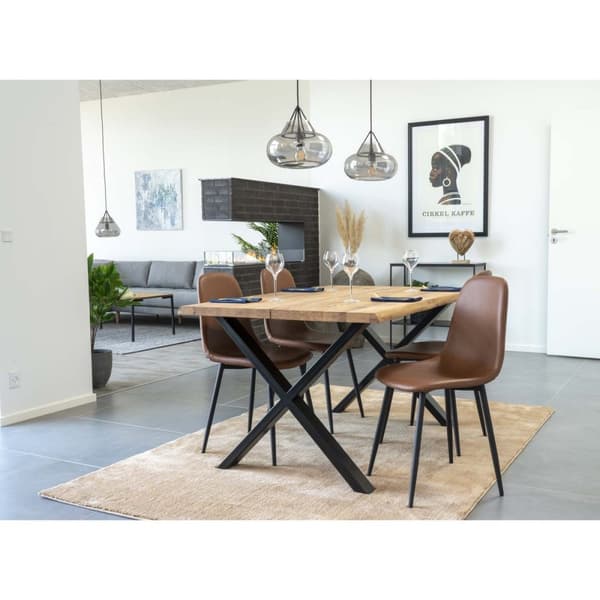 Rootz Stockholm matstol uppsättning av 2 - vintage klädd - bekväm sittplats - PU -läder - 54 cm x 44 cm x 88 cm