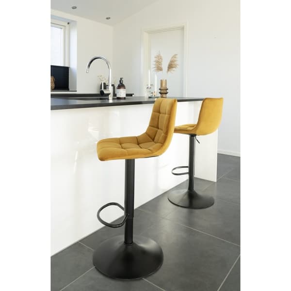 Rootz middelfart bar stol uppsättning av 2 - sammet klädd säte - höjd justerbar - komfort & stil - 43x43x88-108 cm