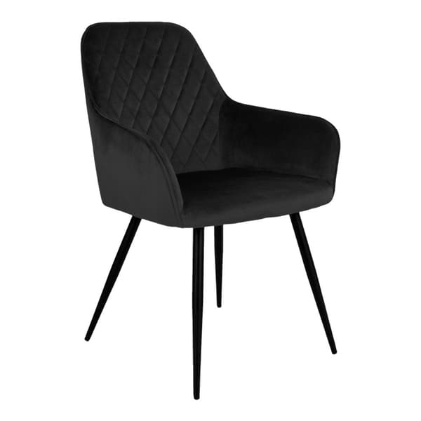 Rootz harbo matstol uppsättning av 2 - sammet matplatser - quiltade svarta stolar - bekväma sittplatser - 57x65x87 cm