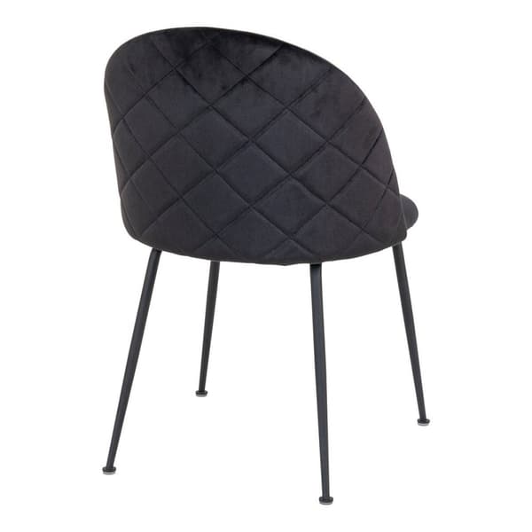 Rootz Geneve Dining -tuolisarja - Musta samettistuin - Tyylikkät mustan metallin jalat - mukavat istuimet, moderni ilme - 51 cm x 56cm x 76cm