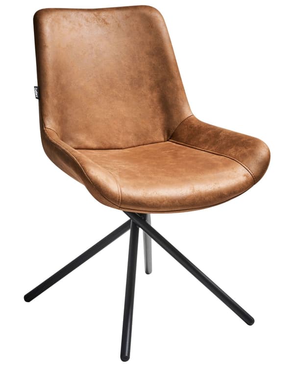 Sett med 2 Spisestoler Gyllenbrunt Møbeltrekk i Imitert Semsket Skinn med Kryssede Ben Retro