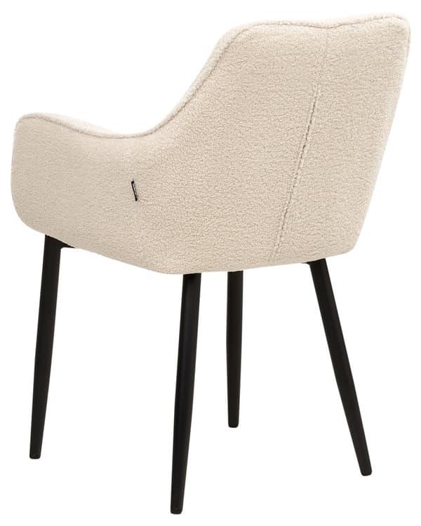 Sett med 2 Spisestoler Lysebeige Boucle med armlener Svarte metallben Moderne design
