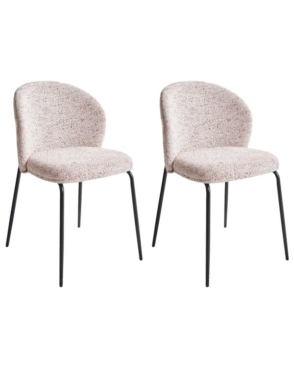 Sett med 2 Spisestoler Beige Møbeltrekk uten Armlener Metallunderstell Retrodesign