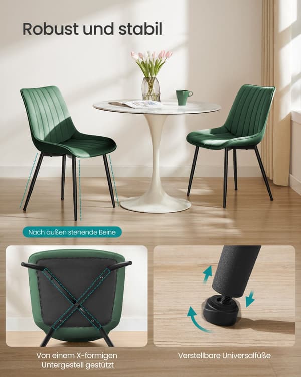 Matstol, SONGMICS set om 2, 60x50.1x88.6 cm, Grön