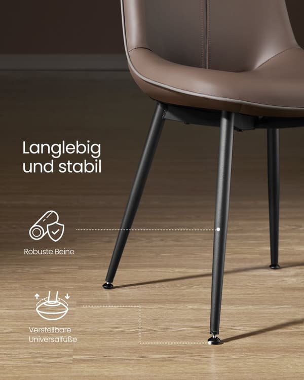 Stol, VASAGLE Matstol, Konstläder, Kastanjbrun.