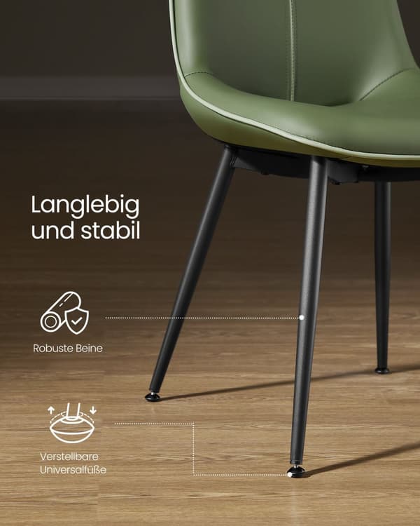 Stol, VASAGLE Matstol, Konstläder, 56 x 50,3 x 81 cm, Skogsgrön.