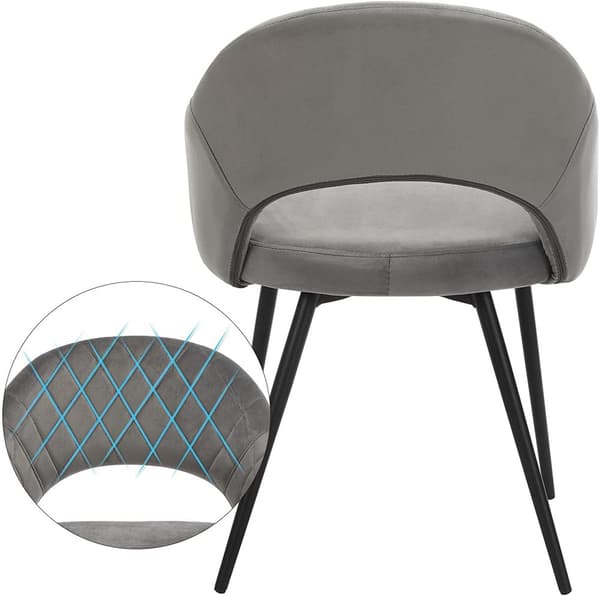 Stol, SONGMICS Matsalsstol i Sammet, 57x56x77 cm, Grå.