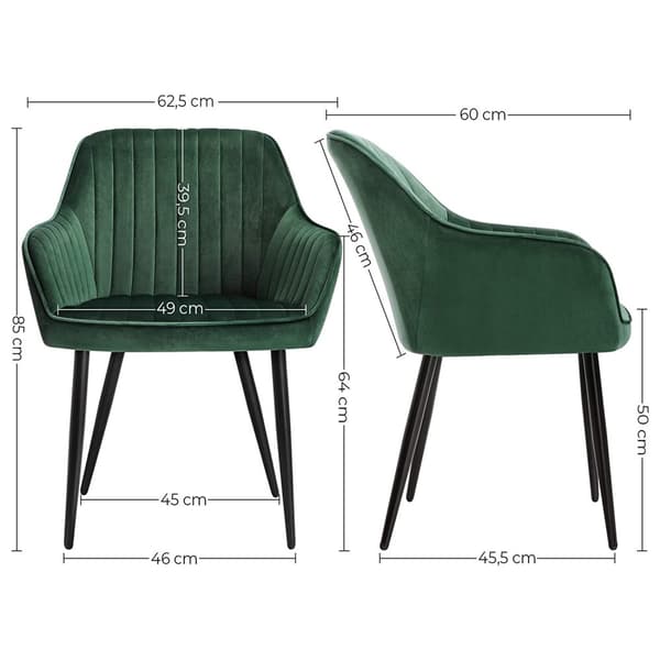 Stol, SONGMICS Spisestuestole, 62,5x60x85 cm, Lysegrå.
