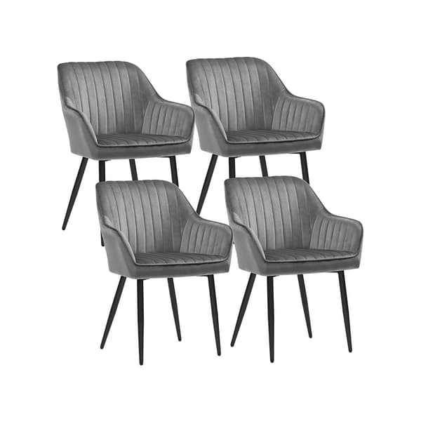 Stole, SONGMICS Spisestuestole, sæt med 2, fløjlsbetræk, 49 cm, Lysegrå.