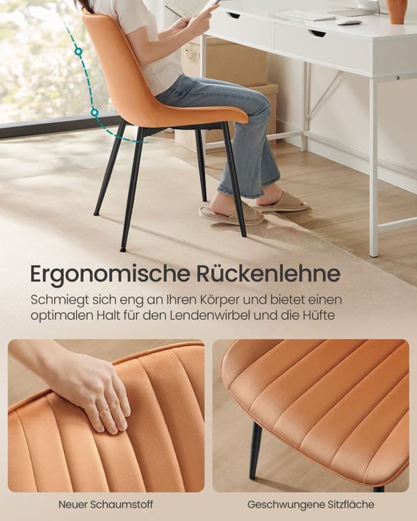 Stol, SONGMICS Matsalsstol 2-pack, 60x50,1 cm, Karamellbrun.