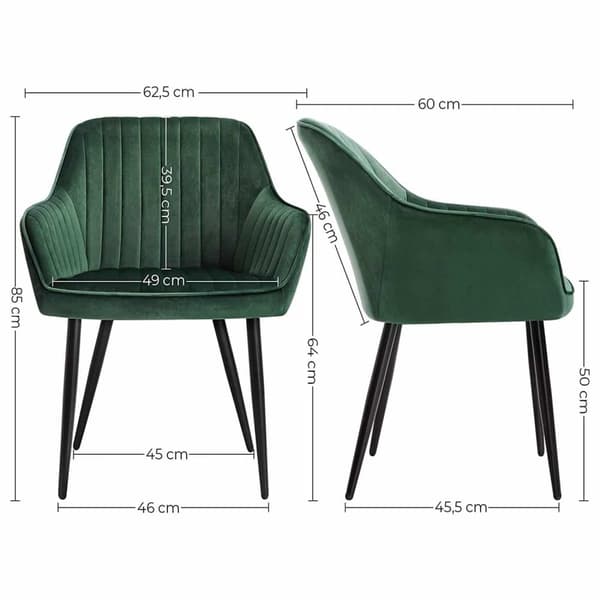 Stol, LDC087G04, 62.5x60x85 cm, Grøn-Sort