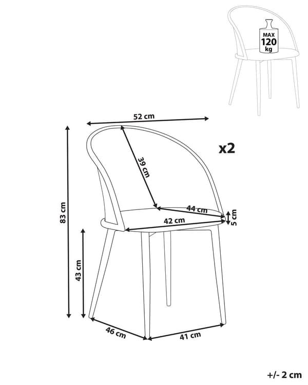 Sett med 2 Spisestoler Metall Svart Ramme Grønt Stoffsete Wienerflette Ryggstøtte Retro Seating