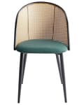 Miniatyrbilde 4 av 11: Sett med 2 Spisestoler Metall Svart Ramme Grønt Stoffsete Wienerflette Ryggstøtte Retro Seating