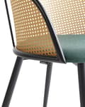 Miniatyrbilde 8 av 11: Sett med 2 Spisestoler Metall Svart Ramme Grønt Stoffsete Wienerflette Ryggstøtte Retro Seating