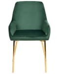 Miniatyrbilde 4 av 11: Sett med 2 Spisestoler Grønn Fløyel Polstring Gullben Retro Glamour