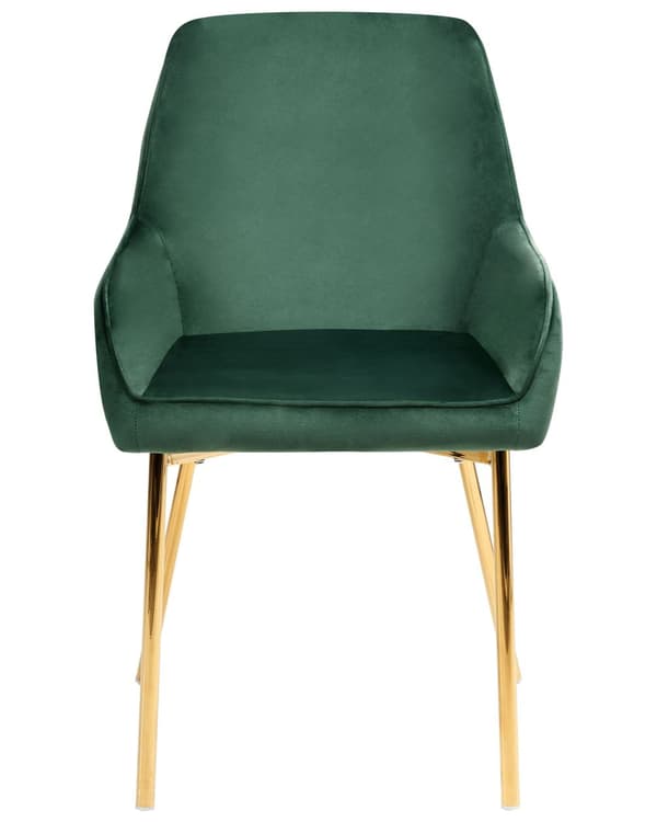 Sett med 2 Spisestoler Grønn Fløyel Polstring Gullben Retro Glamour