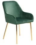 Miniatyrbilde 6 av 11: Sett med 2 Spisestoler Grønn Fløyel Polstring Gullben Retro Glamour