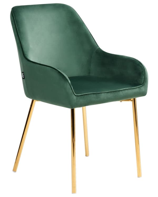 Sett med 2 Spisestoler Grønn Fløyel Polstring Gullben Retro Glamour