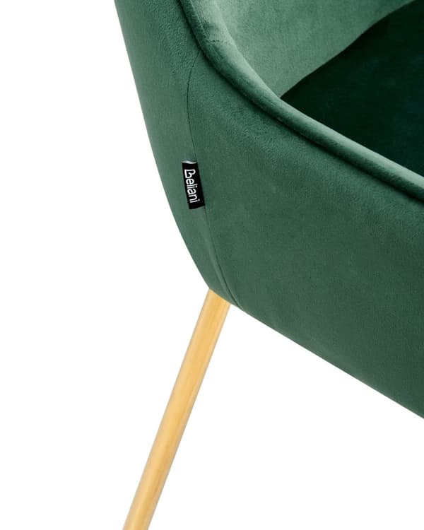 Sett med 2 Spisestoler Grønn Fløyel Polstring Gullben Retro Glamour