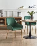 Miniatyrbilde 2 av 11: Sett med 2 Spisestoler Grønn Fløyel Polstring Gullben Retro Glamour