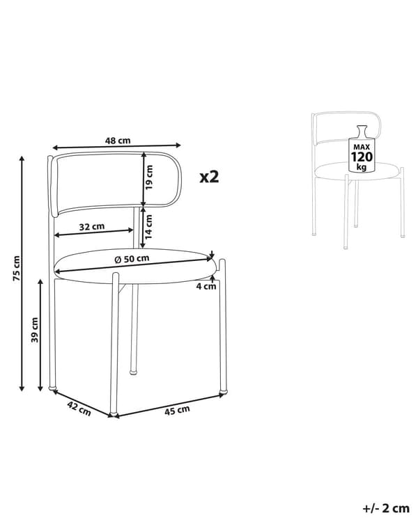 Sett med 2 Spisestoler Metall Svart Ramme Grønt Stoffsete Wienerflette Ryggstøtte Retro Seating