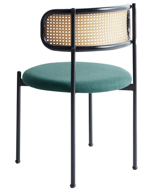 Sett med 2 Spisestoler Metall Svart Ramme Grønt Stoffsete Wienerflette Ryggstøtte Retro Seating