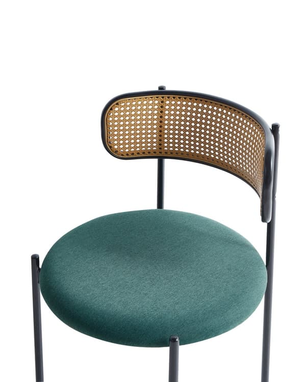Sett med 2 Spisestoler Metall Svart Ramme Grønt Stoffsete Wienerflette Ryggstøtte Retro Seating