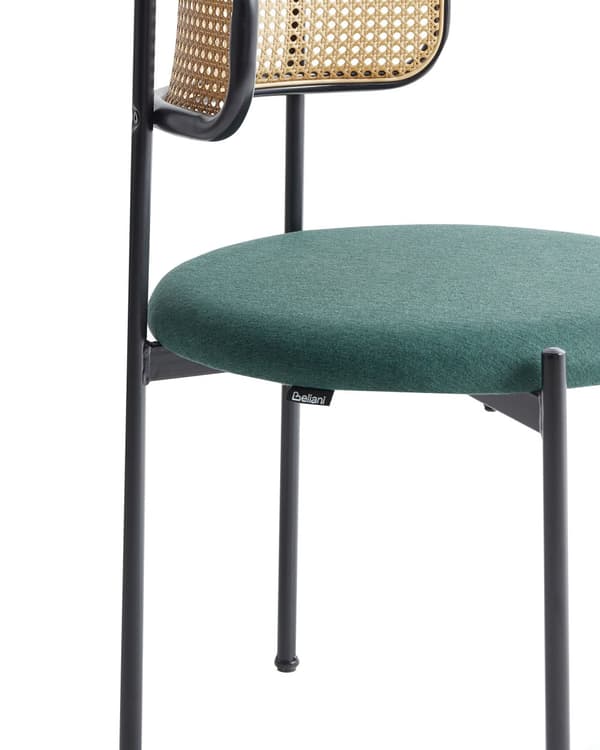 Sett med 2 Spisestoler Metall Svart Ramme Grønt Stoffsete Wienerflette Ryggstøtte Retro Seating