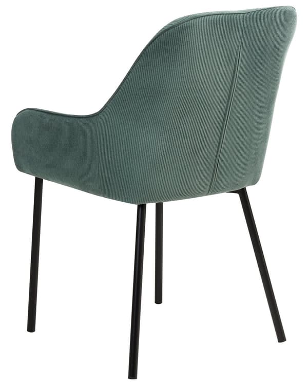 Sæt med 2 Spisestuestole Grøn Velour Betrukket med Sorte ben Glamourøs Stil