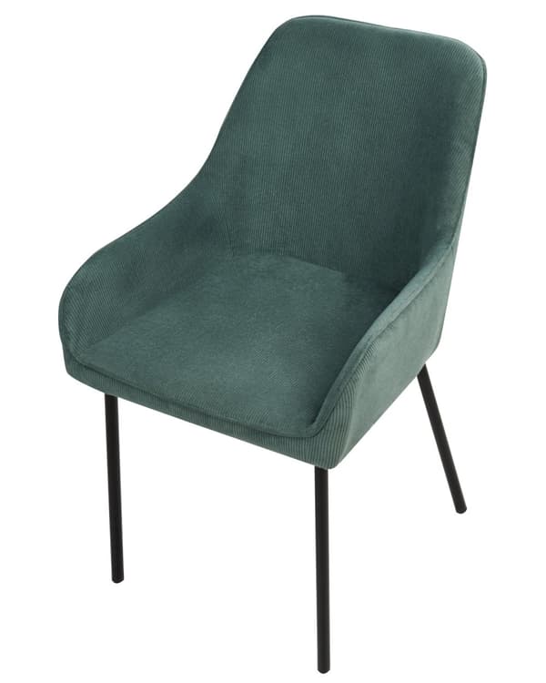 Sæt med 2 Spisestuestole Grøn Velour Betrukket med Sorte ben Glamourøs Stil