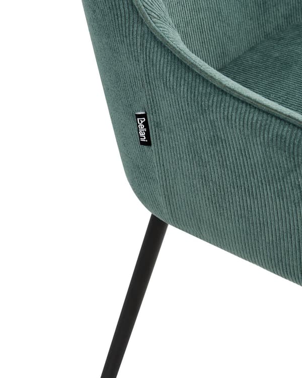 Sæt med 2 Spisestuestole Grøn Velour Betrukket med Sorte ben Glamourøs Stil