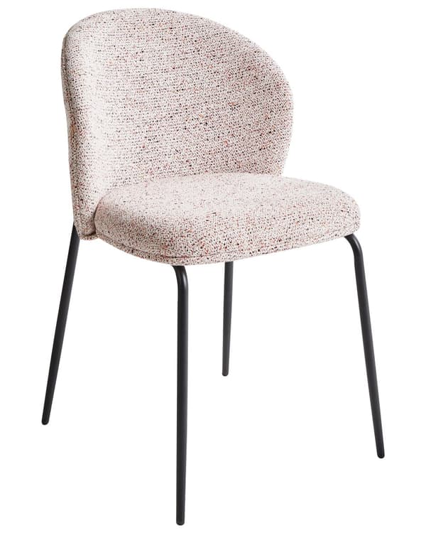 Sæt med 2 spisebordsstole beige polstrede sæder og rygge metalben moderne design