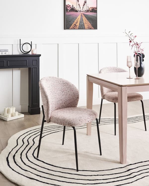Sæt med 2 spisebordsstole beige polstrede sæder og rygge metalben moderne design