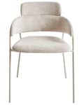 Miniatyrbillede 4 af 9: Sæt med 2 spisebordsstole beige polstrede sæder og rygge med sidearmlæn metalben moderne design