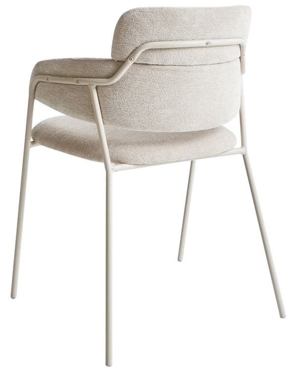 Sæt med 2 spisebordsstole beige polstrede sæder og rygge med sidearmlæn metalben moderne design
