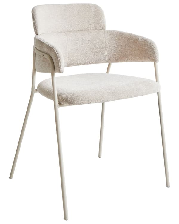 Sæt med 2 spisebordsstole beige polstrede sæder og rygge med sidearmlæn metalben moderne design