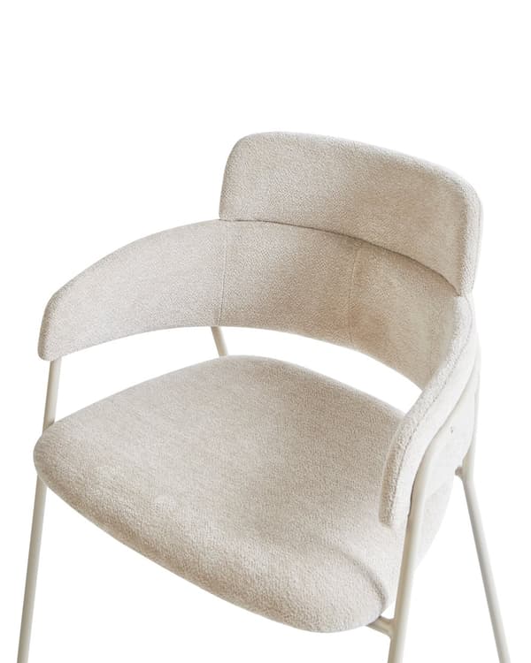 Sæt med 2 spisebordsstole beige polstrede sæder og rygge med sidearmlæn metalben moderne design