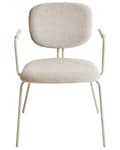 Miniatyrbillede 4 af 9: Sæt med 2 spisebordsstole beige polstrede sæder og rygge med sidearmlæn metalben moderne design
