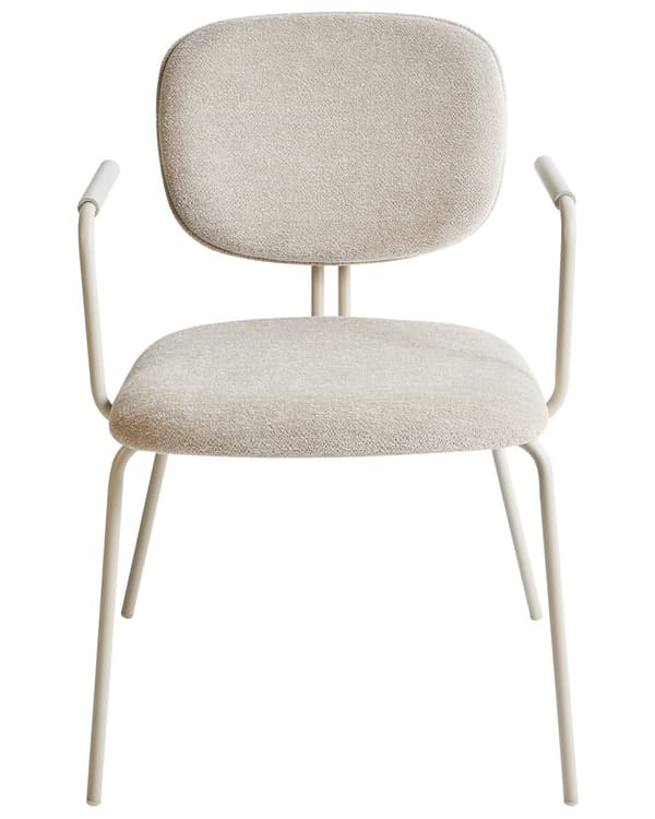 Sæt med 2 spisebordsstole beige polstrede sæder og rygge med sidearmlæn metalben moderne design