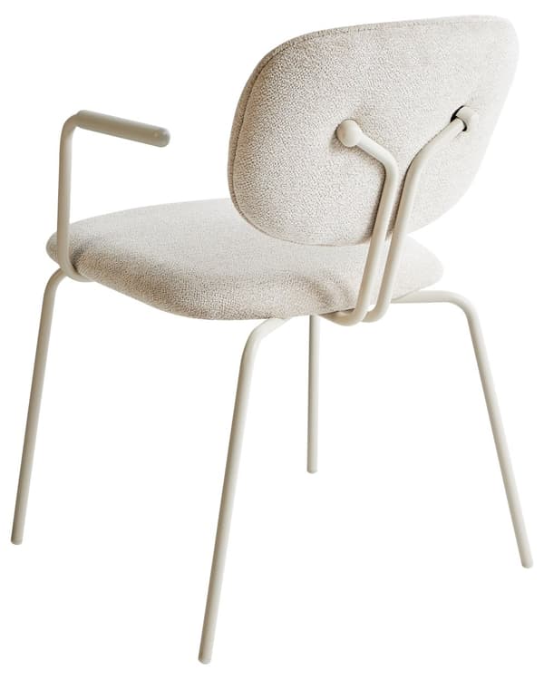 Sæt med 2 spisebordsstole beige polstrede sæder og rygge med sidearmlæn metalben moderne design