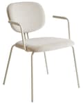 Miniatyrbillede 6 af 9: Sæt med 2 spisebordsstole beige polstrede sæder og rygge med sidearmlæn metalben moderne design