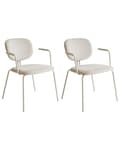 Miniatyrbillede 1 af 9: Sæt med 2 spisebordsstole beige polstrede sæder og rygge med sidearmlæn metalben moderne design