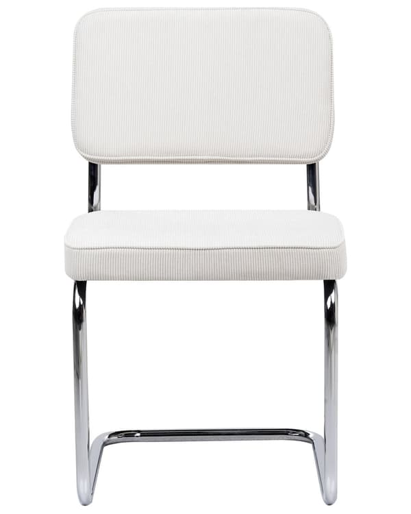 Sæt med 2 spisebordsstole råhvid fløjl metalben uden armlæn retrodesign