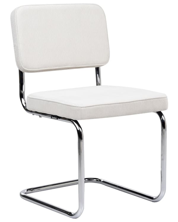 Sæt med 2 spisebordsstole råhvid fløjl metalben uden armlæn retrodesign