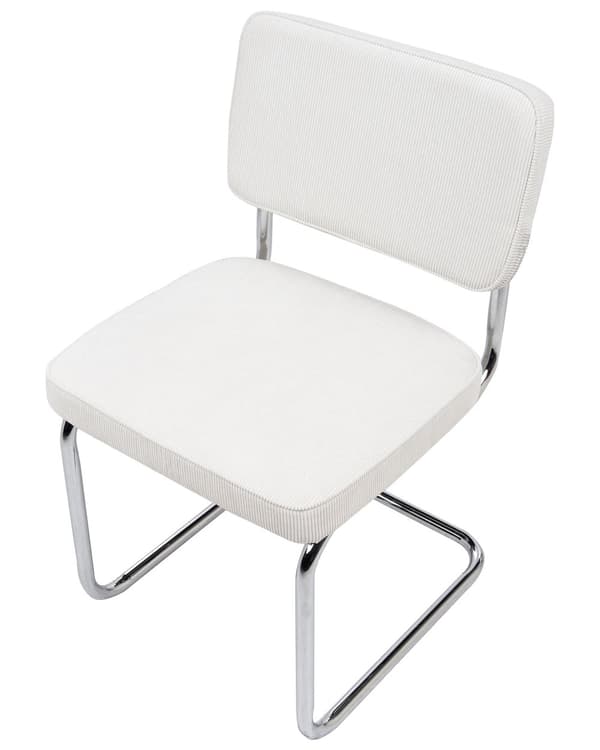 Sæt med 2 spisebordsstole råhvid fløjl metalben uden armlæn retrodesign