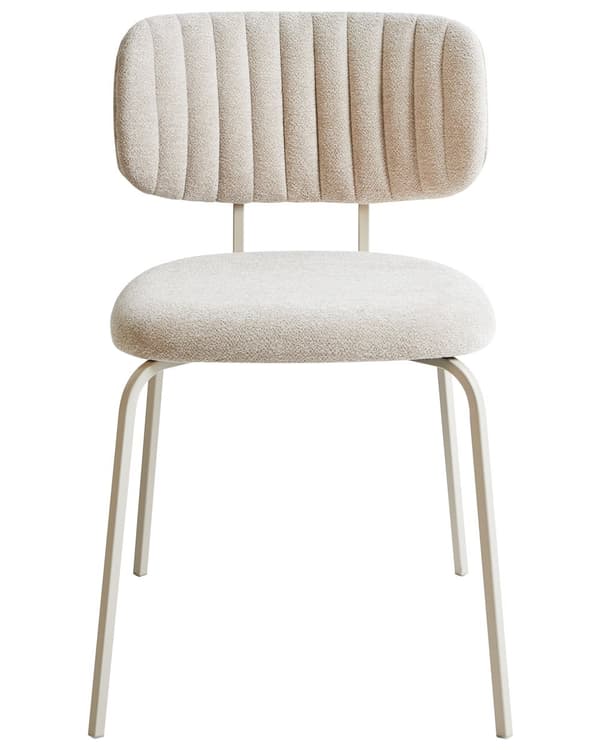 Sæt med 2 spisebordsstole beige polstrede sæder og rygge metalben moderne design