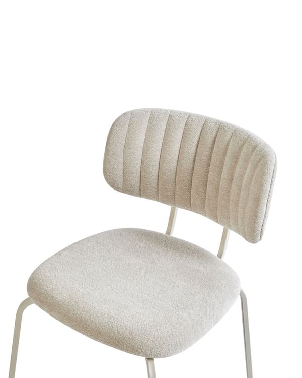 Sæt med 2 spisebordsstole beige polstrede sæder og rygge metalben moderne design